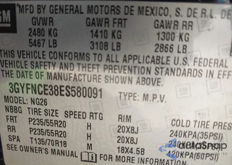 2014 Cadillac Srx Performance Collection from USA, damaged, VIN 3GYFNCE38ES580091